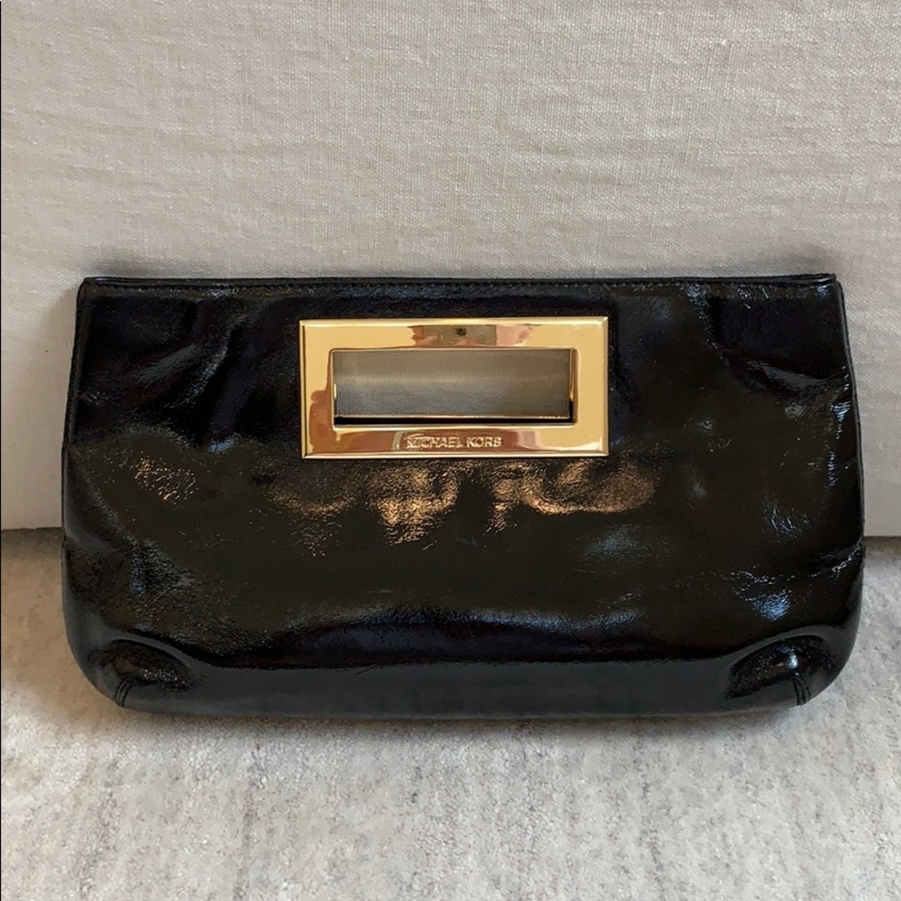 Michael Kors Black Patent Leather Clutch